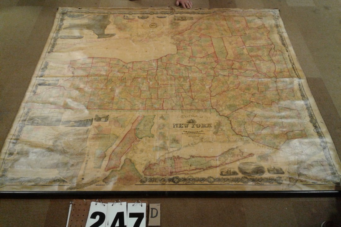 Civil War Era State of N.Y. Map by J.H.French, C.E.: Dated 1860 - Civil War Era map of the State of N.Y. by J.H French, C. E., Robert Pearsal Smith Publisher No. 8, S. Salina St Syracuse, N.Y. (In good to ex. Condition) 68"L x 74"W