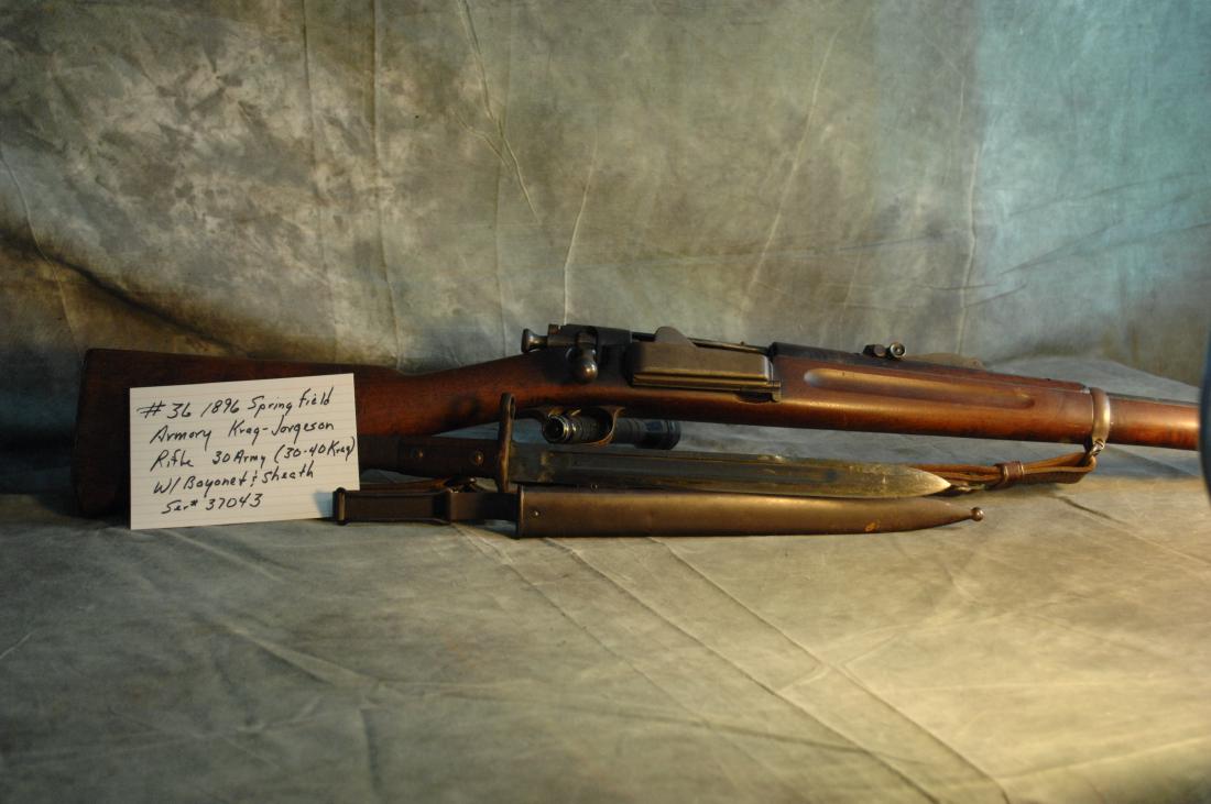 U.S. Springfield: Krag-Jorgeson; 30-40 gauge, (30 Army) 1896 With Bayonet & Scabbard Serial #37043