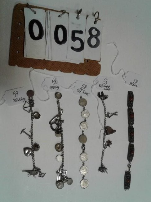 (3) 1900's Sterling Charm Bracelets With Charms: (3) sterling 1900's charm bracelets with 27 total charms on all 3 bracelets. Bracelets have 2 drums, donald duck, bow + arrow, bird, canoe, camel, sizzor, elephant, frame, 2 horses + much more. 1-7-4 