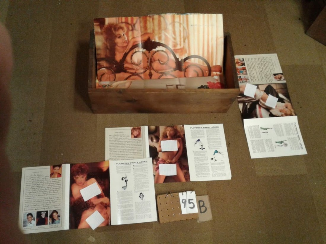 Estate Collection Playboy Centerfold Nude Photographs: Bridgeport Estate collected - (846) Playboy centerfold nude photographs in one wooden box. (sold as a lot)
