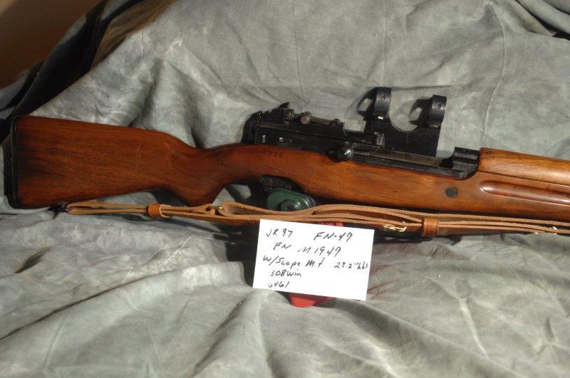 FN, 1949: 308 Win, 23.2 Barrel, Blue, with scope mount, 98% Condition,shiney bore, Stock date not matched to receiver, AL on receiver ring, Fab Nat Belgique, SerNo--6461