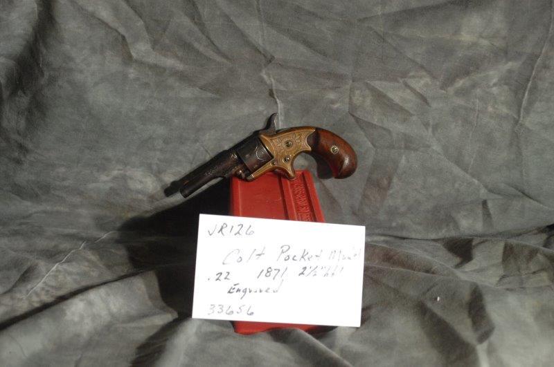 COLT, Pocket Model: 22 RF, 2.5 Barrel, Blue and Brass, SerNo--33656