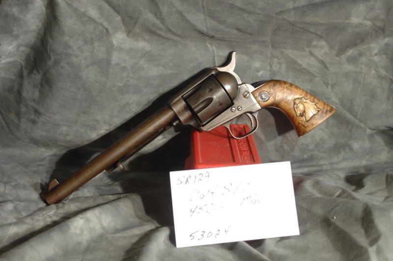 COLT, Single Action Army: 45 Colt, 7 Barrel, Blue, worn, No pitting, SerNo--53024