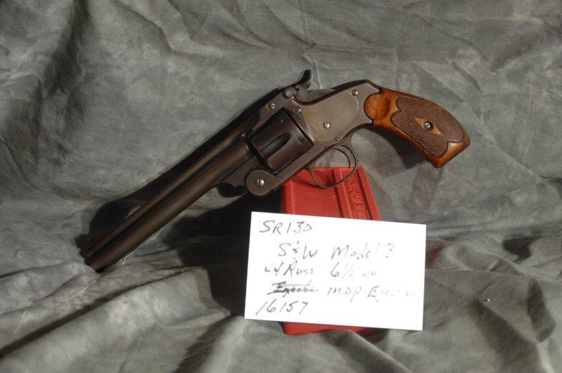 SMITH & WESSON, 3: 44 Russian, 6.5 Barrel, Blue worn, Ejector Inop, SerNo--16157