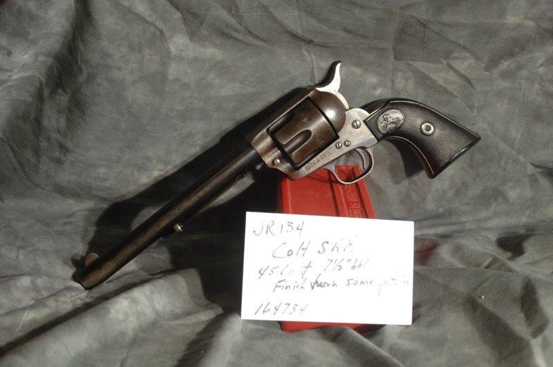 COLT, SAA: 45 Colt, 7.5 Barrel, Blue, worn, Some pitting, SerNo--164734