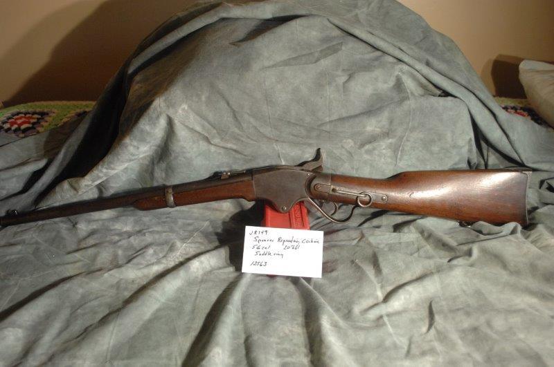 SPENCER, Repeating Carbine Rifle: 56, 20 Barrel, Original, Saddle ring, Blue worn, slight pitting, SerNo--12563