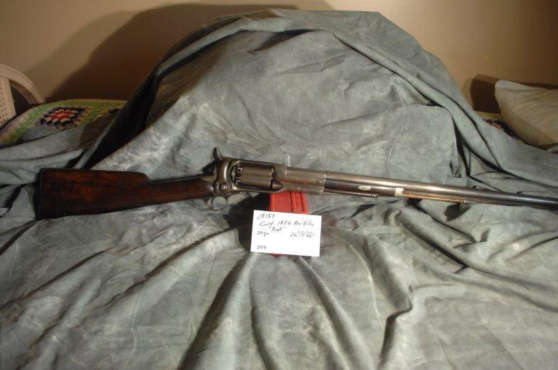 COLT, 1855 Root: 20 GA, 26.75 Barrel, Blue, Some pitting, action cocks, cylinder turns but sears don't engage, SerNo--359