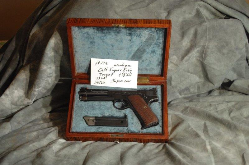 COLT, Woodsman Super King Target: 22 LR, 4 5/8 Barrel, Blue, in presentation case, Model 27, SerNo--114360