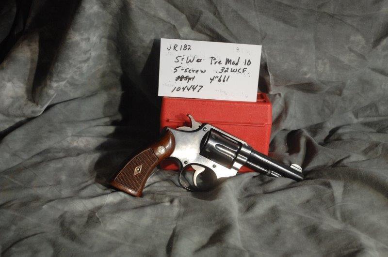 SMITH & WESSON, Pre Model 10, 5 Screw: 32 WCF, 4 Barrel, Blue, SerNo--104447