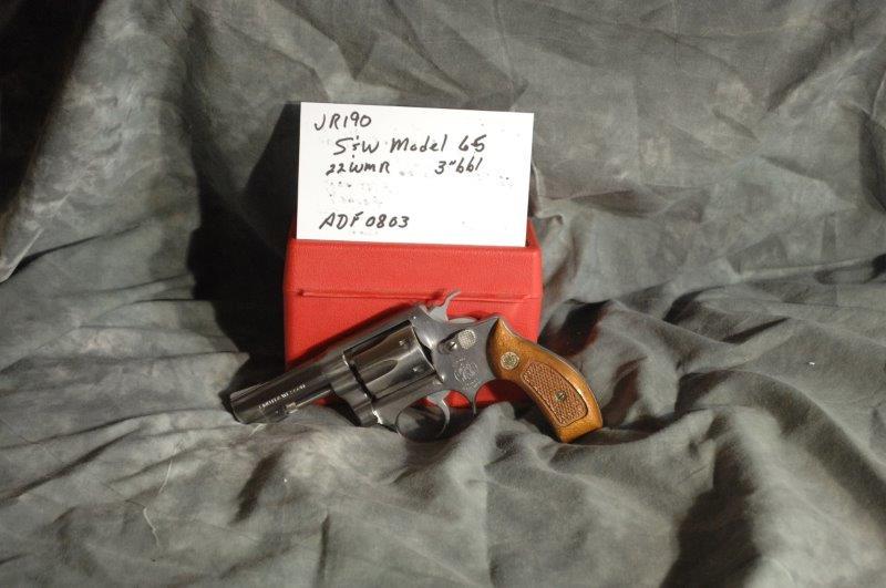 SMITH & WESSON, 65: 22 WMR, 3 Barrel, Stainless Steel, SerNo--ADF0803