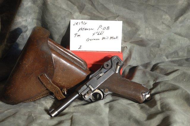 MAUSER, PO 8, Serial numbered #2: 9 MM, 4 Barrel, Blue, German military markings, all pistol parts match, 1939, S/42, SerNo--2