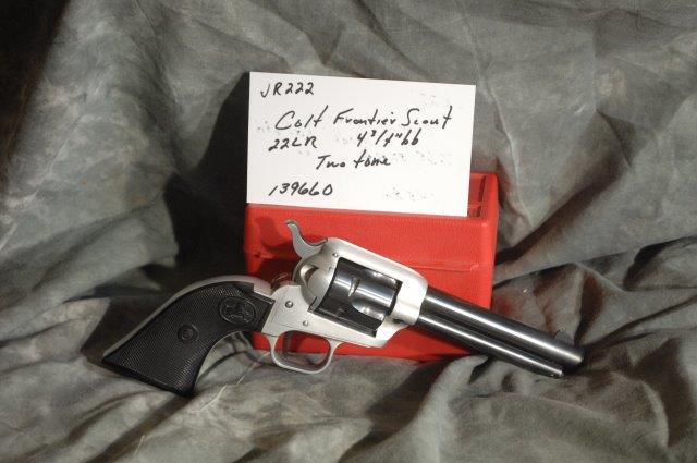 COLT, Frontier Scout: 22 LR, 4.75 Barrel, two-tone Silver & Blue, SerNo--139660