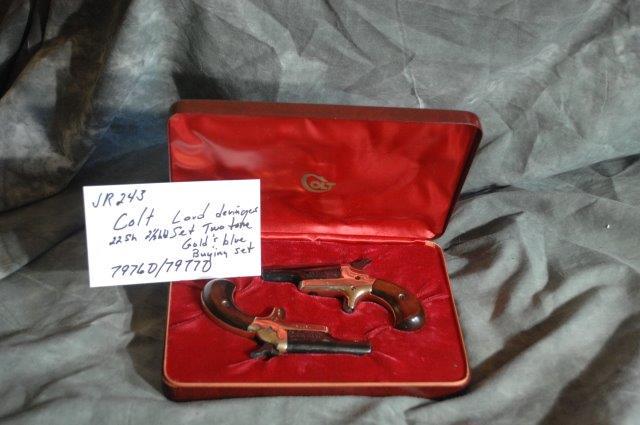 COLT, Lord Deringer Set (two Guns): 22, 2.5 Barrel, Two-toned Gold & Blue, In Presentation Case, SerNo--7976D, SerNo--7977D