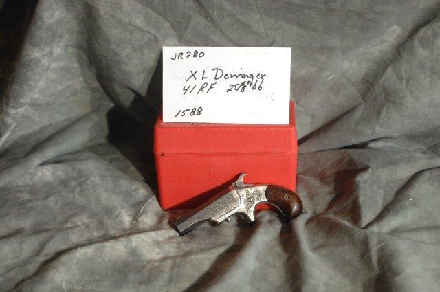XL DERINGER: 41 RF, 2 5/8, Two-toned, Nickel & Blue, Engraved, Some Pitting, SerNo--1588