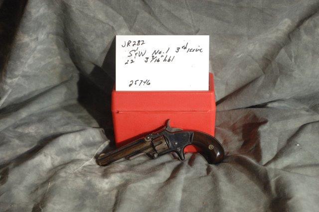 SMITH & WESSON, #1 Third Issue: 22, 3 3/16, Blue, Finish 90%, SerNo--25746
