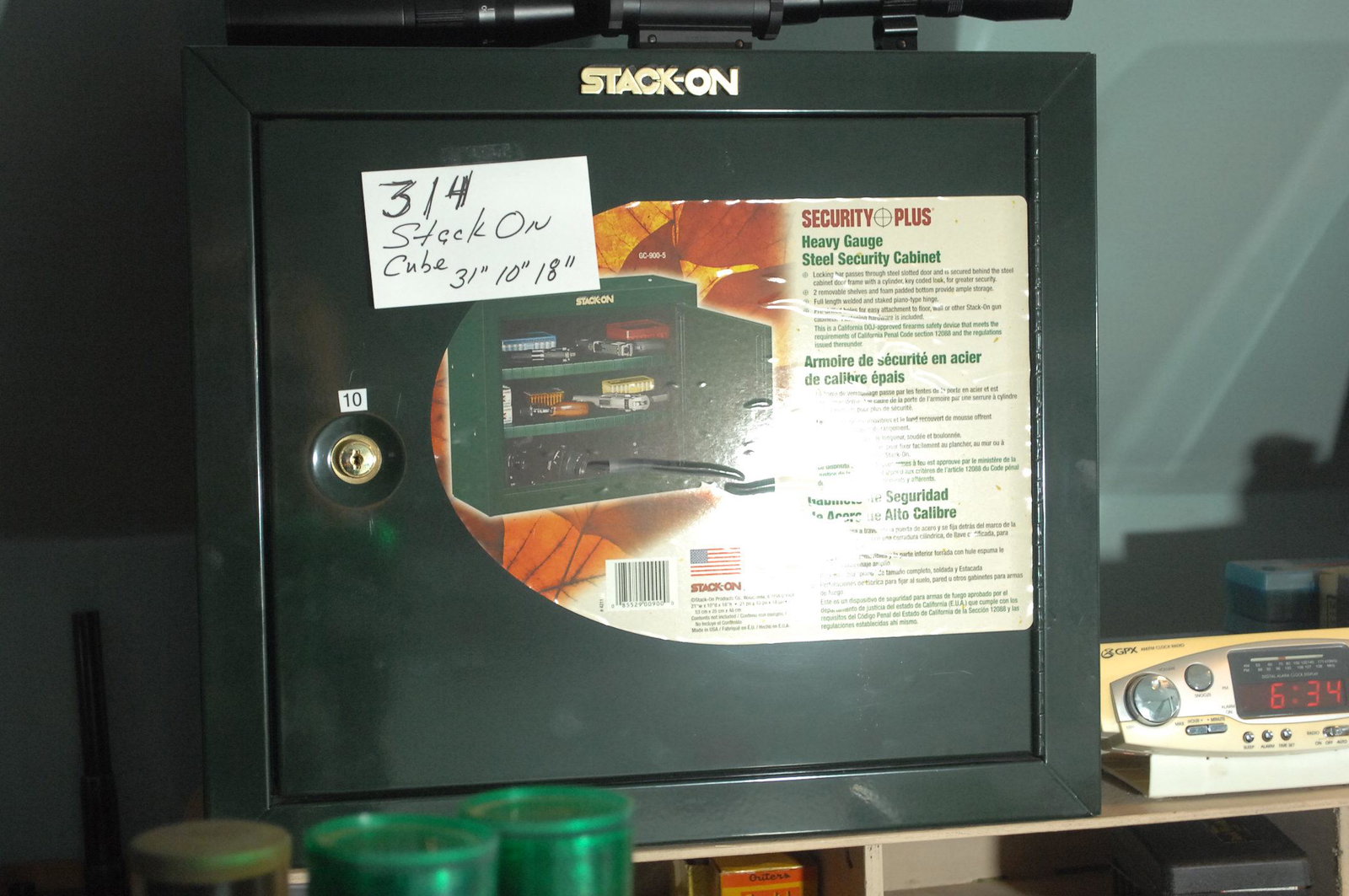 Stack on lock box: 21 x 18 x 10, metal, key locked gun security cabinet