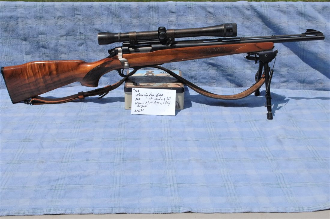 REMINGTON, 600: 222, 19 Vent Rib,Barrel, Blue, Weaver K-10 Scolpe, Sling, Bi-pod, SerNo--37691