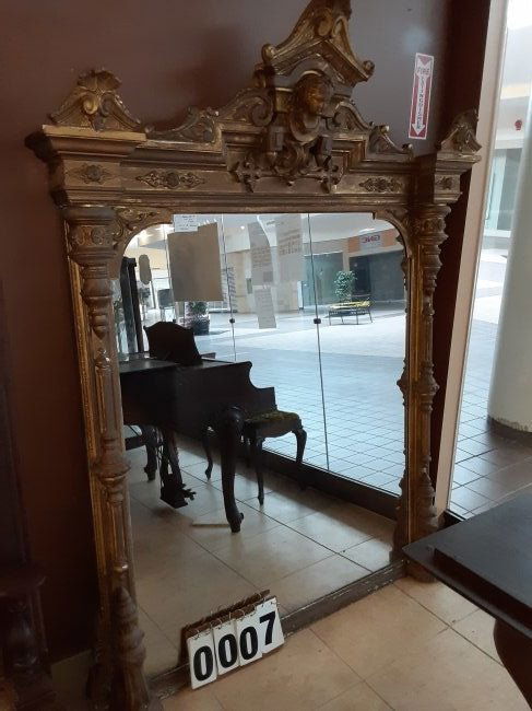 1860s Victorian Amer. Jelliff Headed Gold Leaf Mirror (1 of 7)