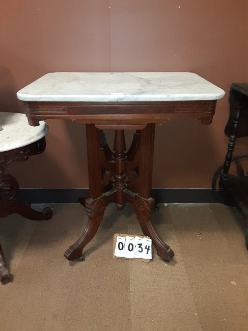 1890 Coffee Table Walnut Marble Top (1 of 1)