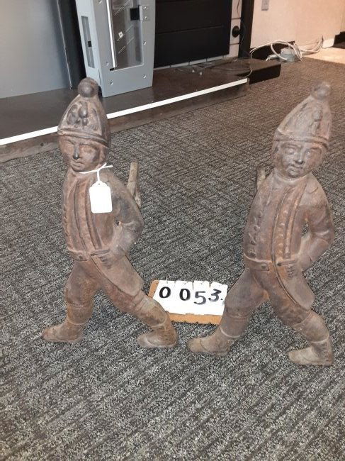 German Cast Soldier Andirons (1 of 2)