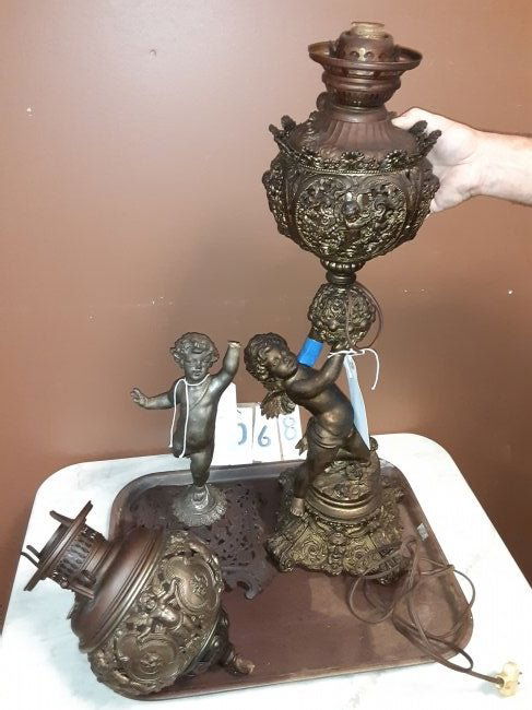 Two 1890 Kerosene Figural Table Lamps (1 of 2)
