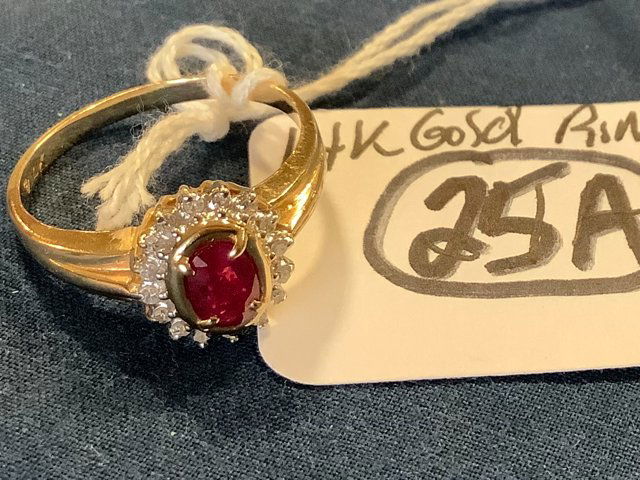 14K Gold Ladies Diamond and Garnet Ring (1 of 1)
