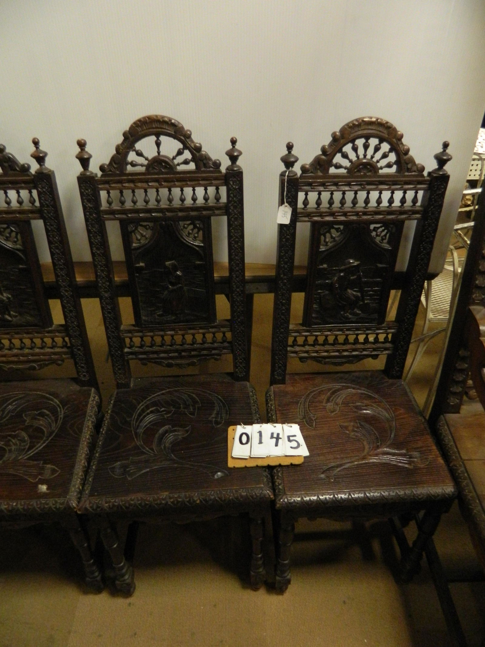 1890s Black Forest Walnut Hand Carved Chairs (1 of 19)