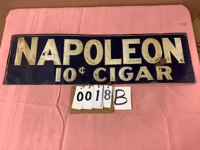 Rare Napoleon Tin Antique Cigar Sign (1 of 2)
