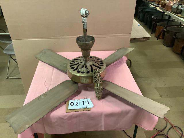 Fancy Brass and Wood Working Ceiling Fan (1 of 1)