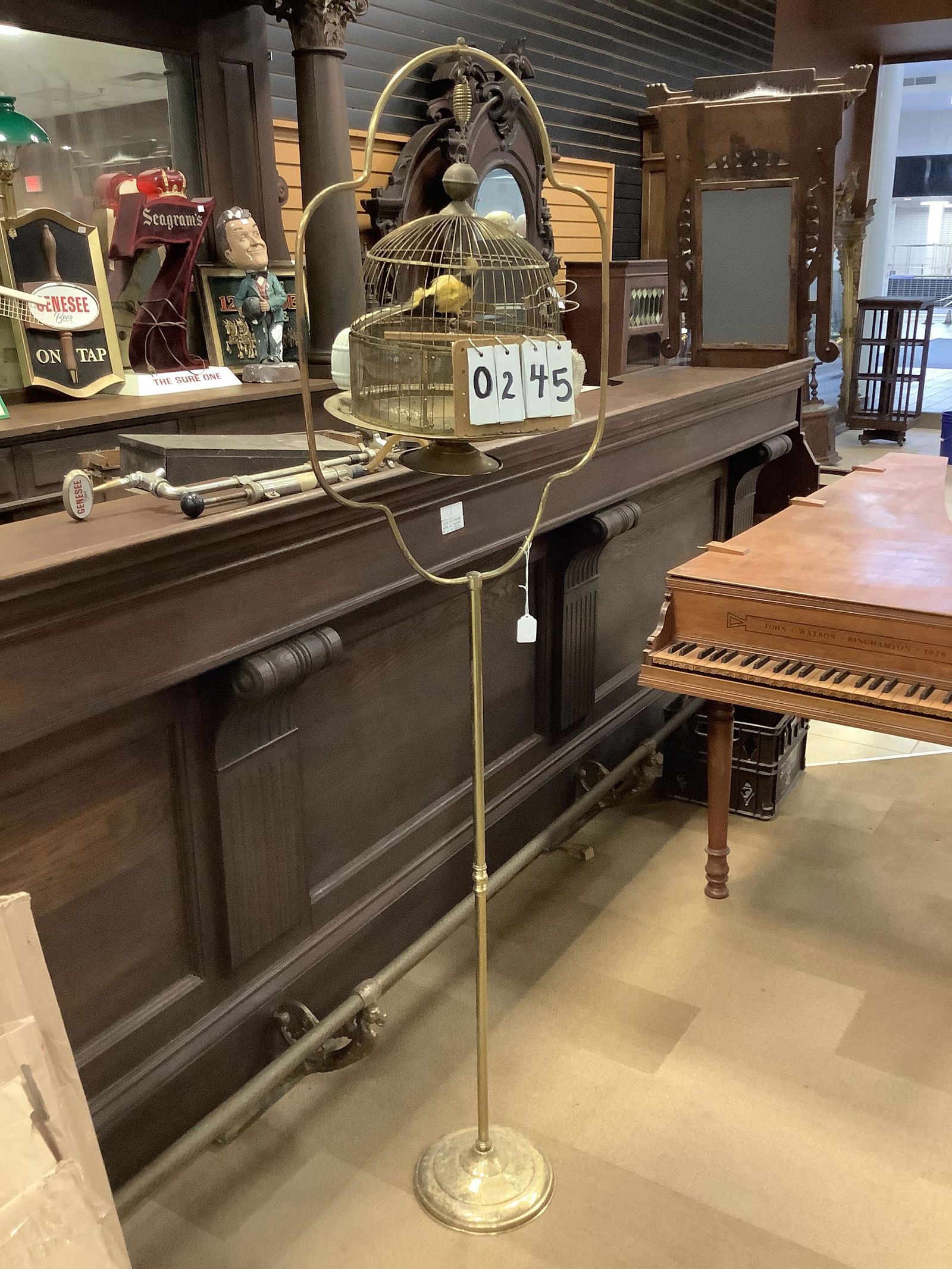 1890s American Brass 2 Part Bird Cage (1 of 1)