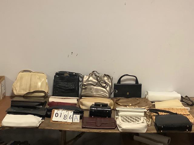 Lot of 100 Purses (1/3): 100 purses collected for 60+ years from the local estate of a wonderful lady in DeWitt, NY. This is the first time they have ever been offered for sale. Brands include Liz Claiborne, Izod, Burberry, L