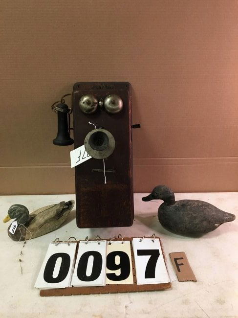 Oak wall phone and 2 decoys (1 of 11)