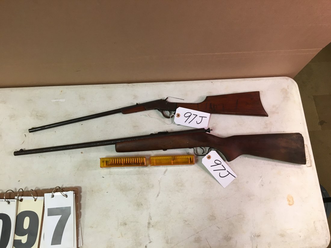 2 Stevens Rifles: 1 stevens maynard a&t co. Chicopee falls mass 22cal short rifle. Nice. 1 22cal stevens rifle model 15 as is.