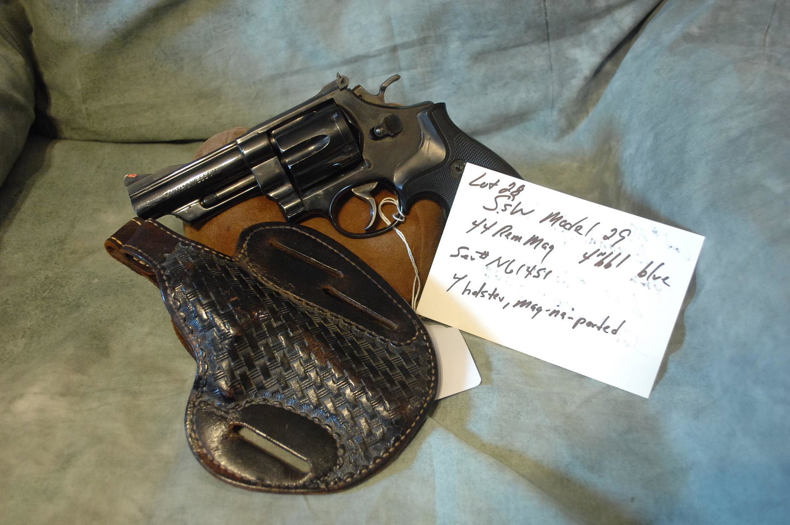 S & W Model 29: 44 Mag 4" bbl blue with Holster mag-na-ported Ser#--N61451