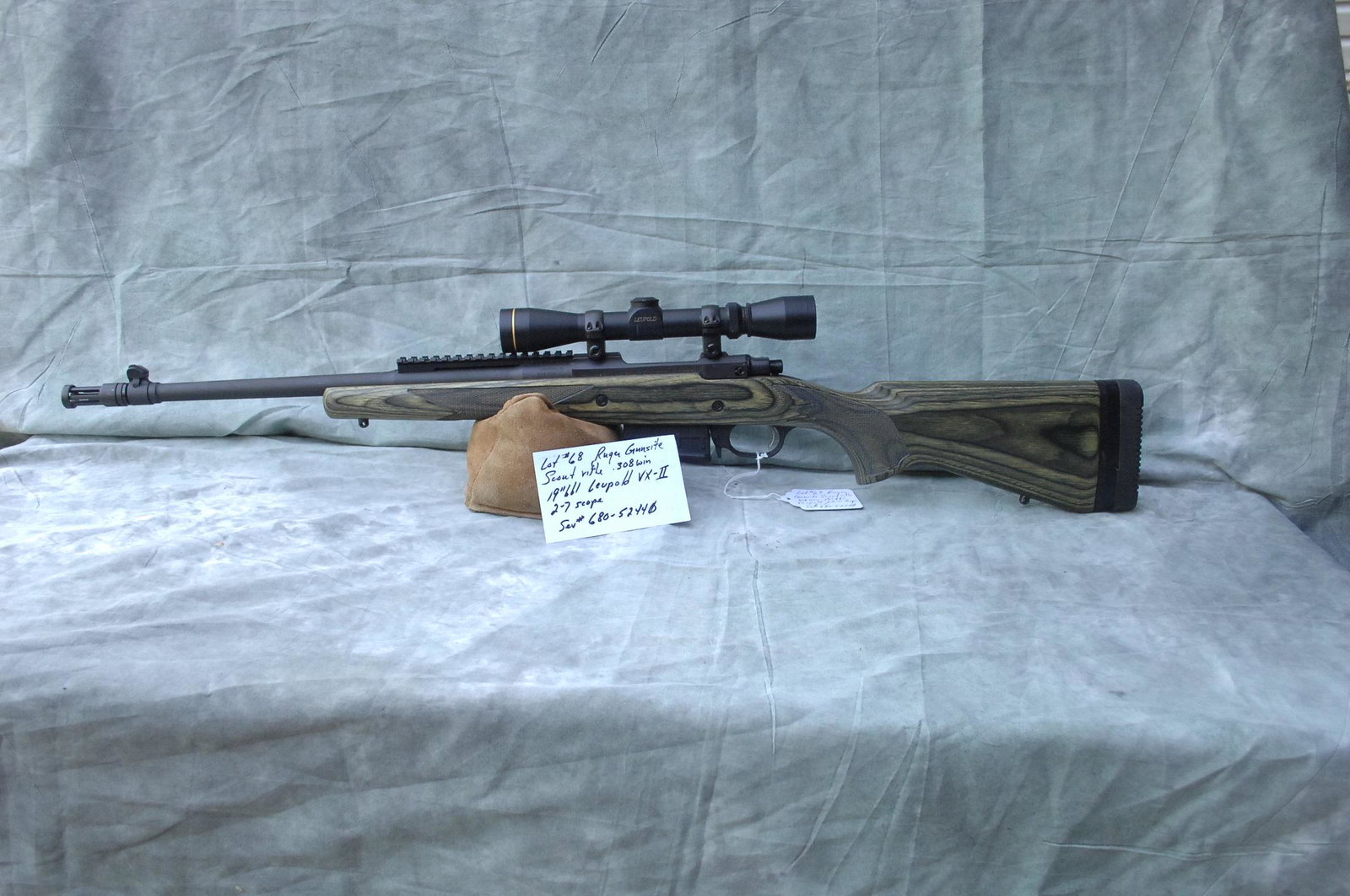 Ruger Gunsite Scout rifle: 308 Winchester 19"bbl Leupold VXII 2-7 Scope Ser#--680-52440