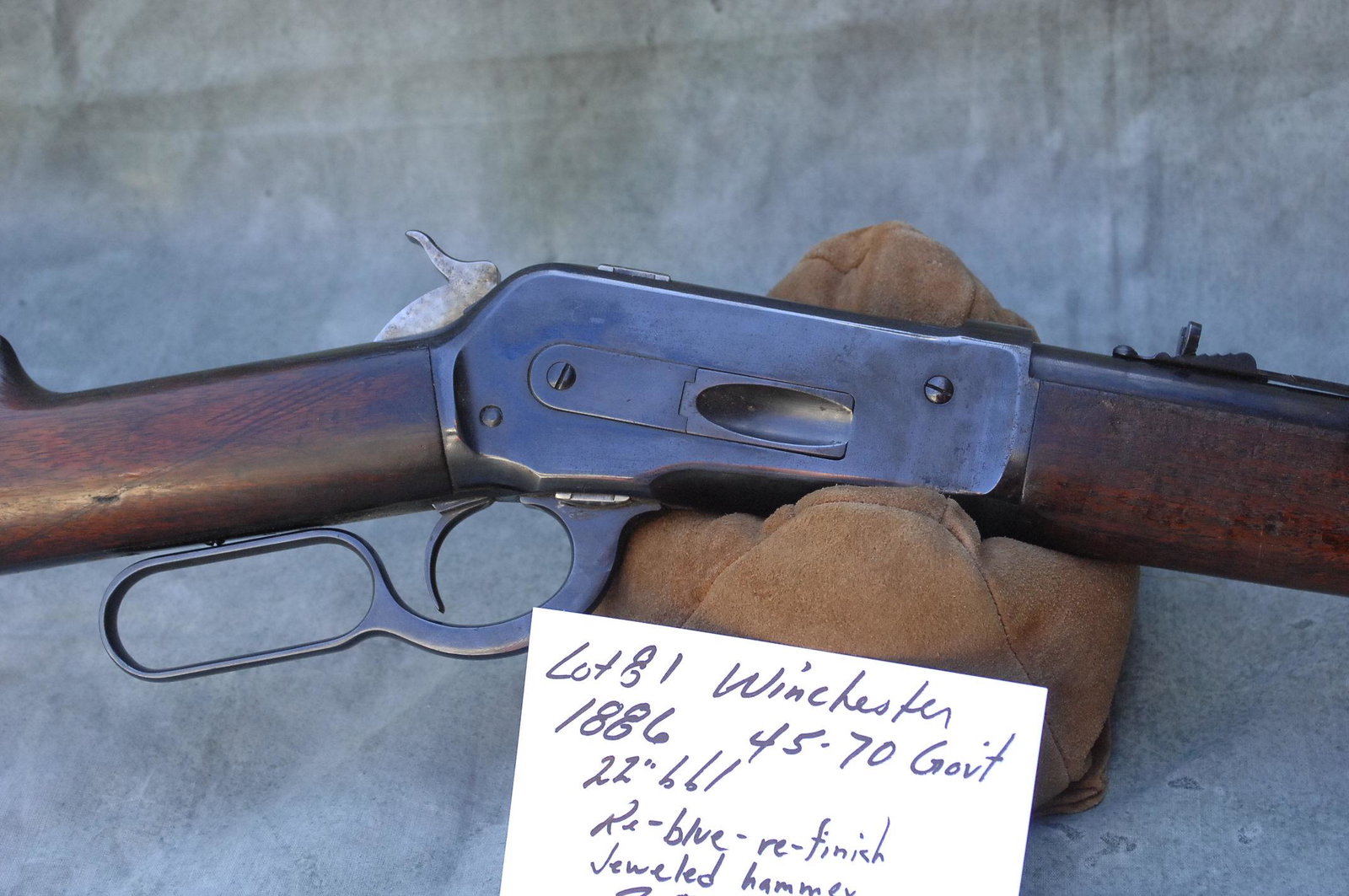 Winchester, 1886 Lever rifle: 45-70m Gov't, 22" bbl, re-blue, re-finish, jeweled hammer, Ser# 64097