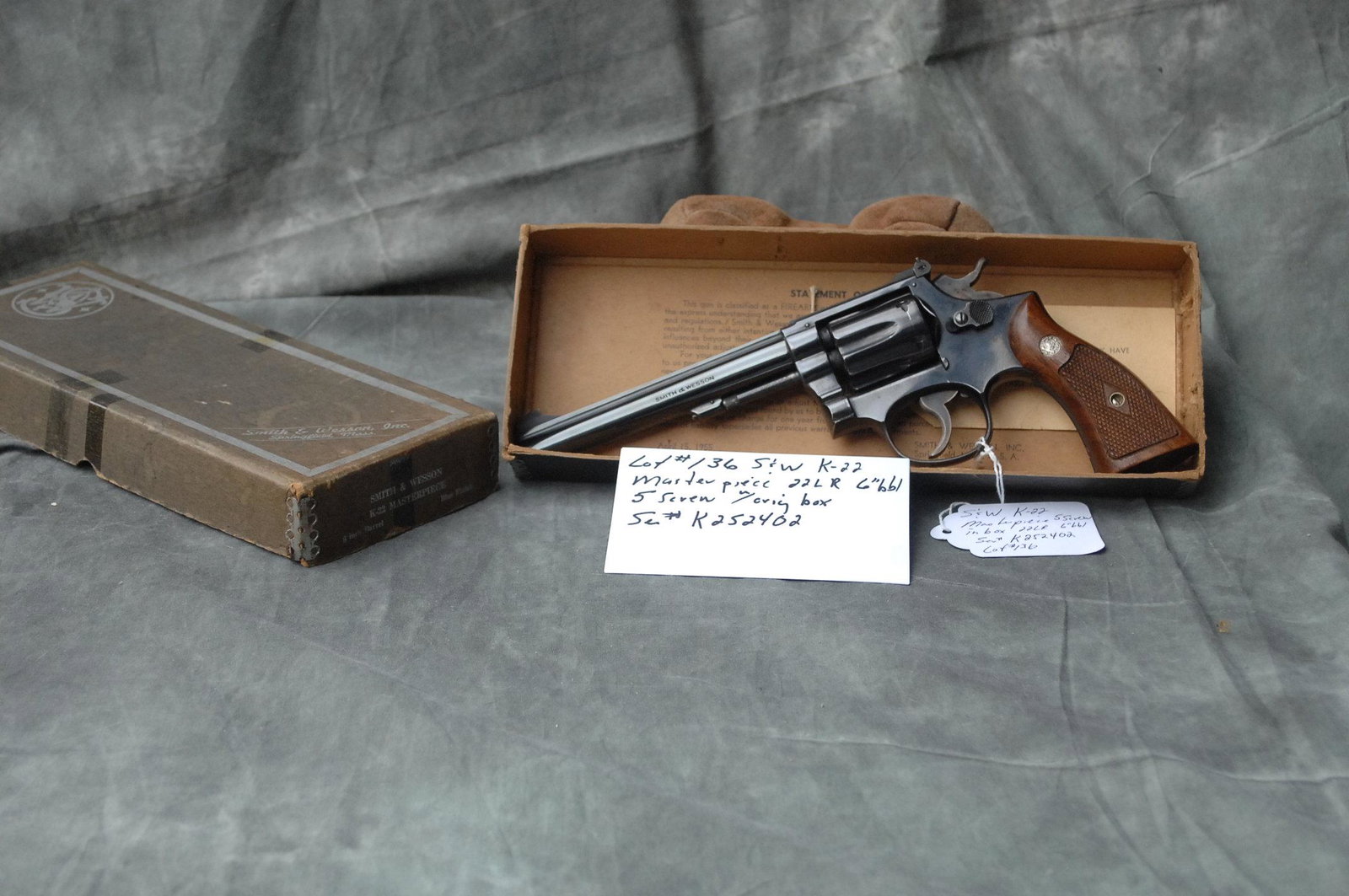 S&W K-22: Masterpiece 22LR 6"bbl 5 screw with original box Ser # K252402