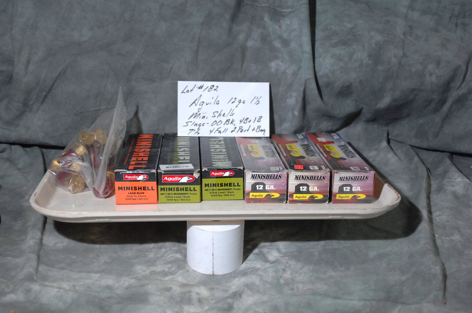 12 Ga 1 1/2" Aguila Minishell: slugs, 00bk, 4b, 1b 4 full boxes, 2 partial & bag