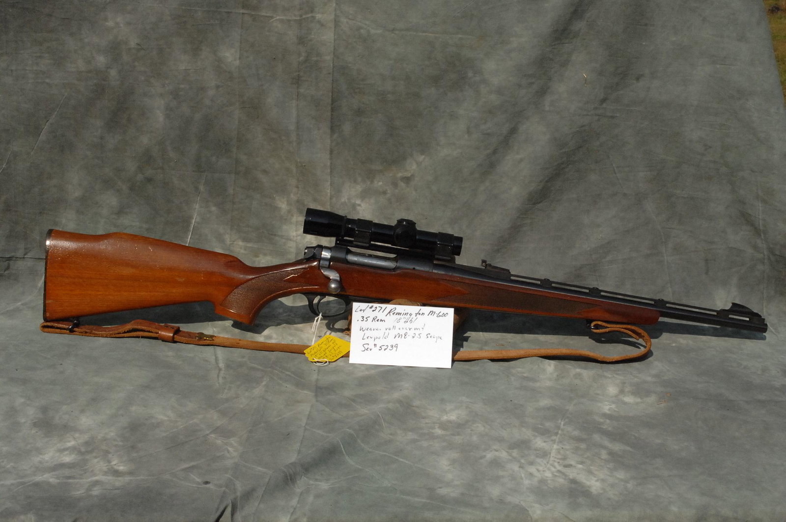 Remington Model 600: 35/Rem 18"bbl Weaver roll overmount Leupold M-8 2.5 Scope Ser #5239