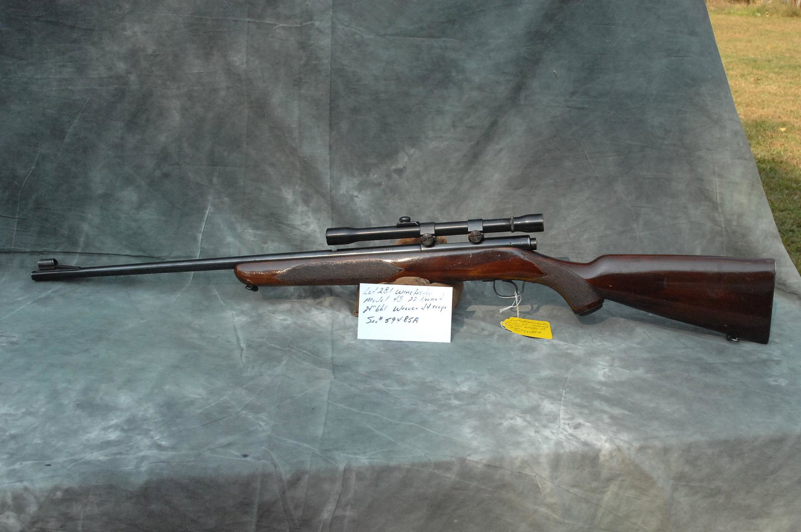 Winchester Model 43: 22 Hornet 24" bbl Weaver J4 scope Ser# 59485A