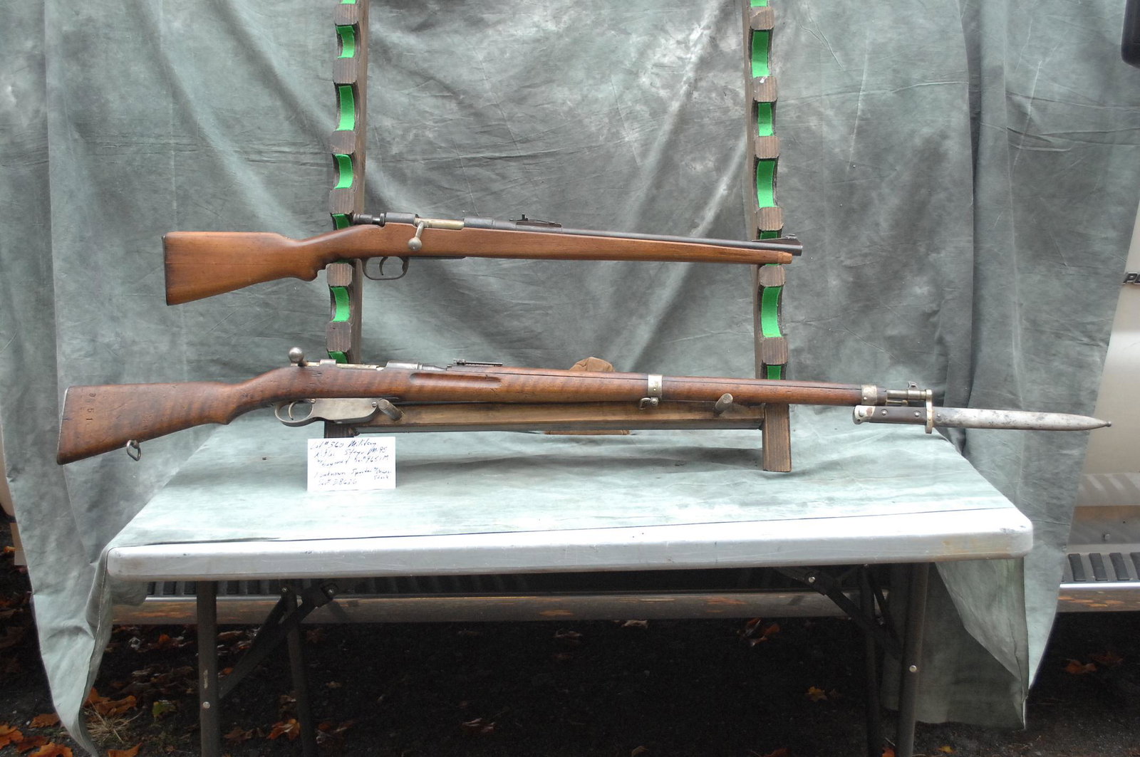 Miltary rifles, 1 Steyr M-95, 1 unknown: Steyr M-95 w/bayonet original, ser#