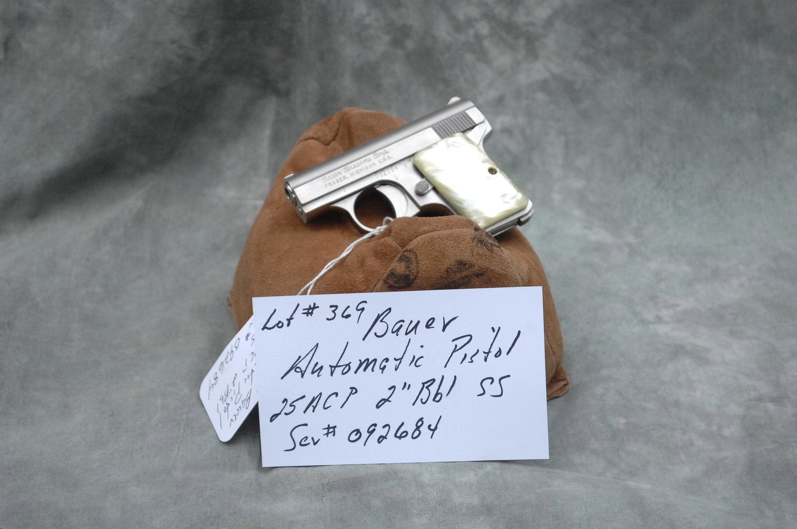 Bauer Automatic pistol: .25ACP, 2" bbl, SS, ser#092684