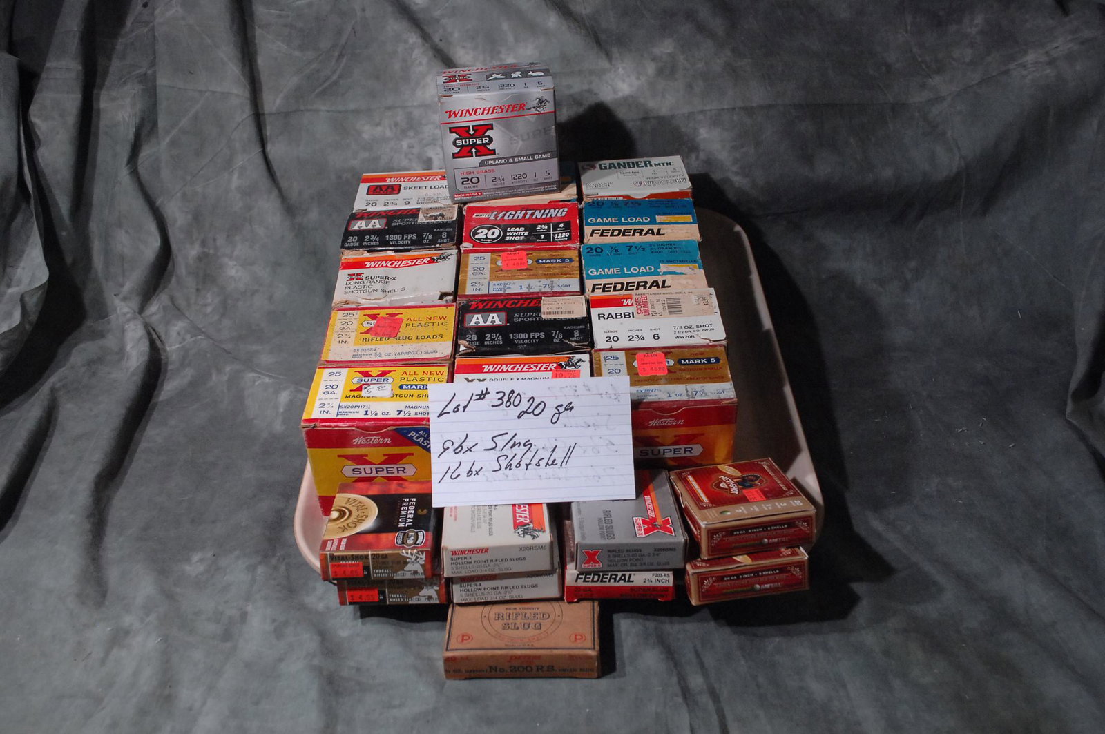 20 Gauge shells: 9 boxes slug 16 box shot shell