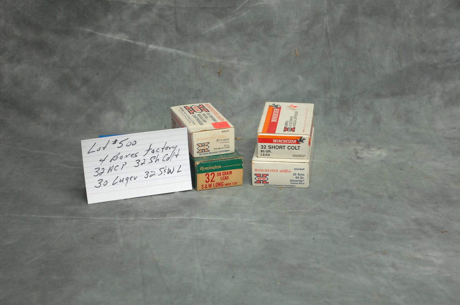 4 Boxes Factory Ammo: 32 ACP, 32 Sh Colt, 30 Luger, 32 S&W Long