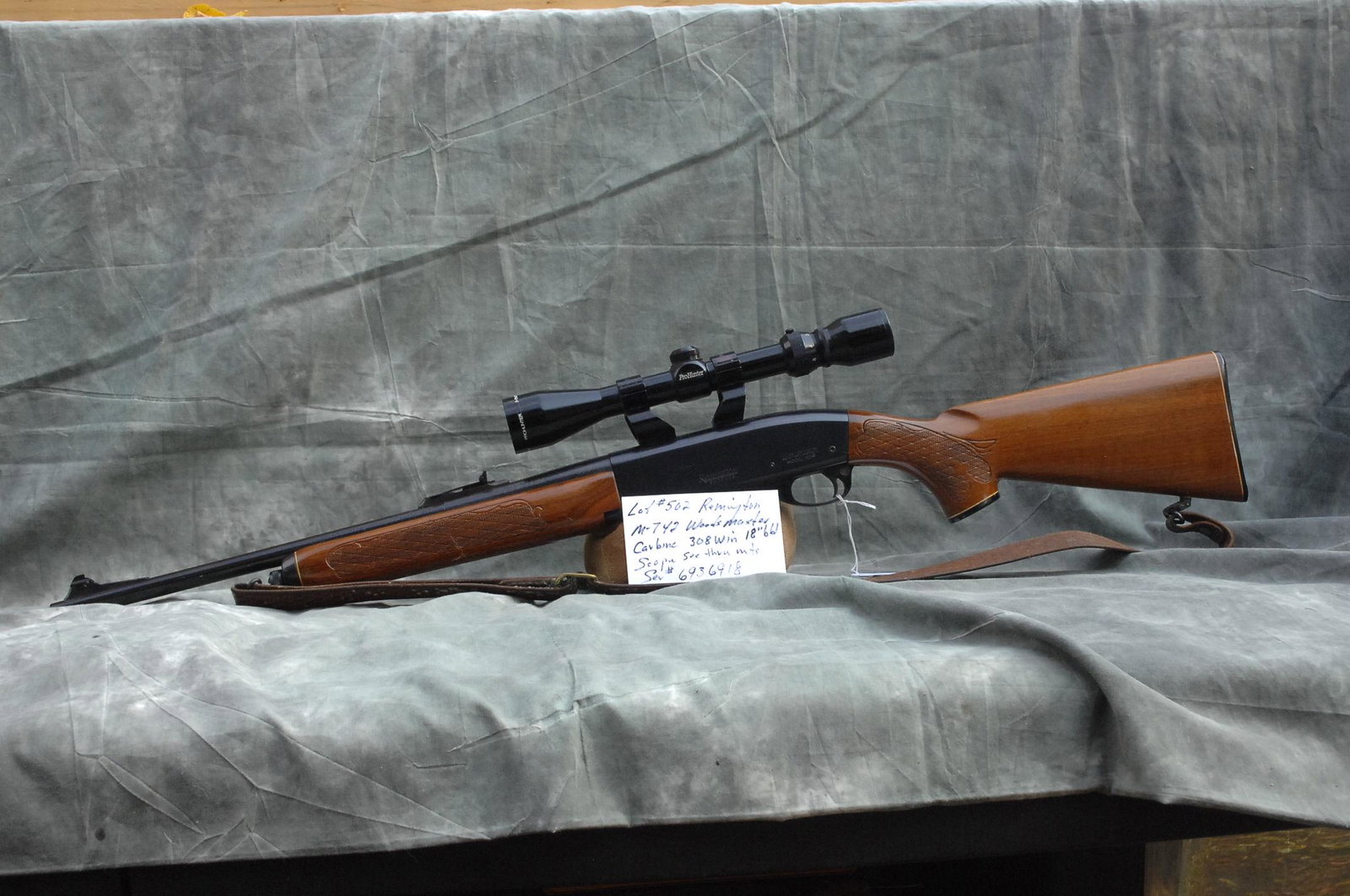 Remington M-742 Woodsmaster rifle: 308 Win, 18" bbl, scope, ser# 6936918