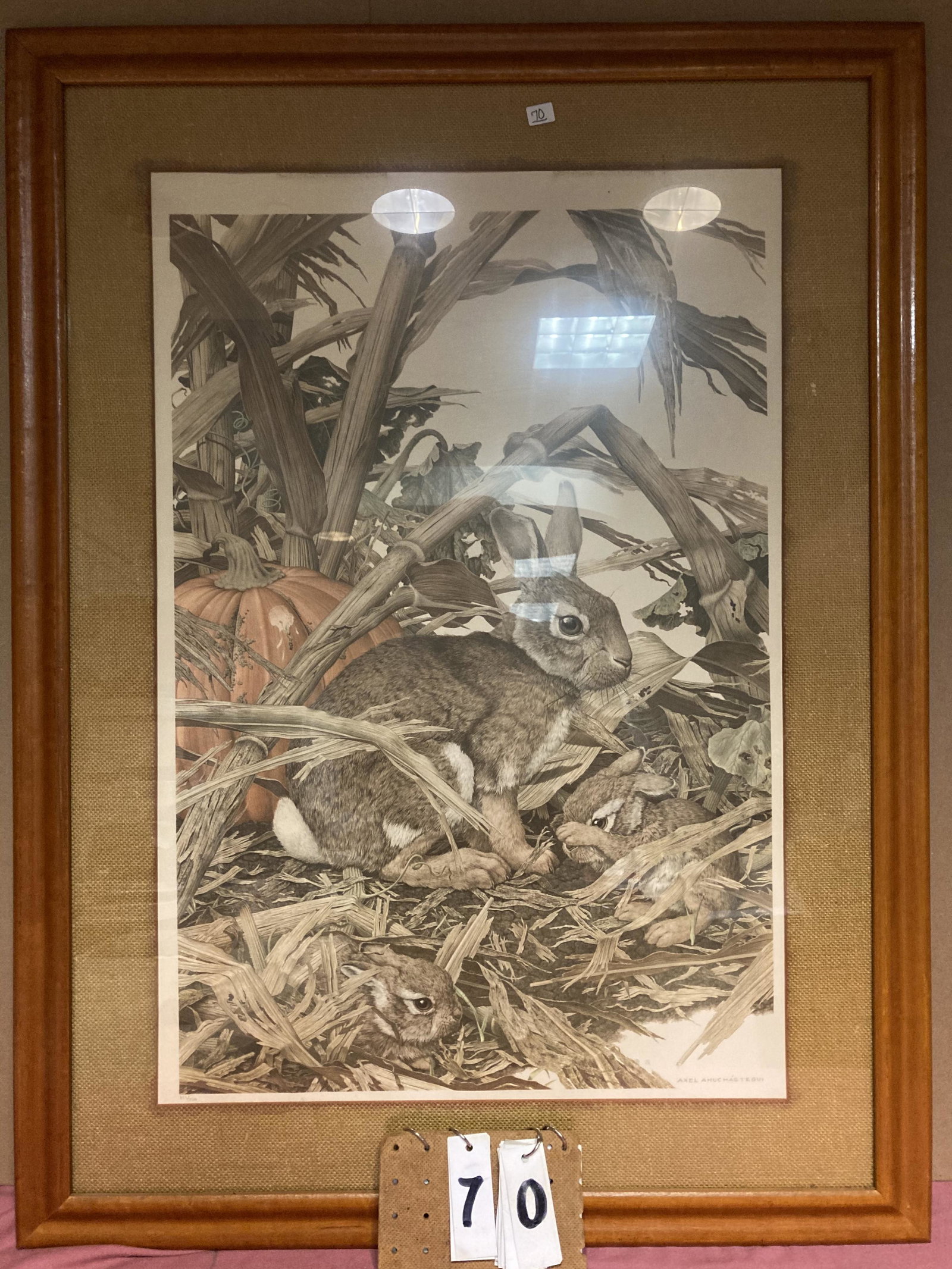 Rabbit Print by Axel Amuchastegui: Rabbit Print by Axel Amuchastegui (listed artist). Signed and numbered 153/250. Series was from 1921 to 2002. Axel was self-taught and born in Cordova, Argentina. He was raised by his grandmother and 