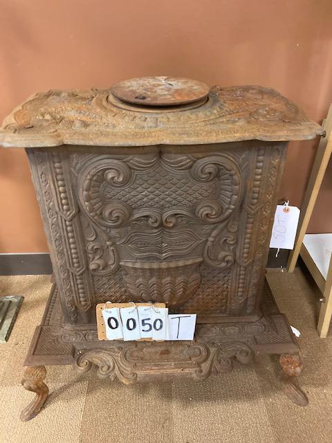 19c Cast Iron Stove: 19c cast iron stove. Manufactured by Johnson and Co. of Troy, NY. 26"h x 27"w x 16"d.
