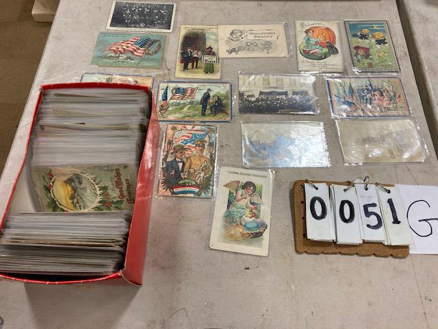 Large Antique Postcard Collection: 330+ Estate antique postcard collection that includes Halloween, Women's Suffrage, Christmas, Patriotic, Valentines, Easter and Birthday postcards. Early postage stamps on backs of cards.