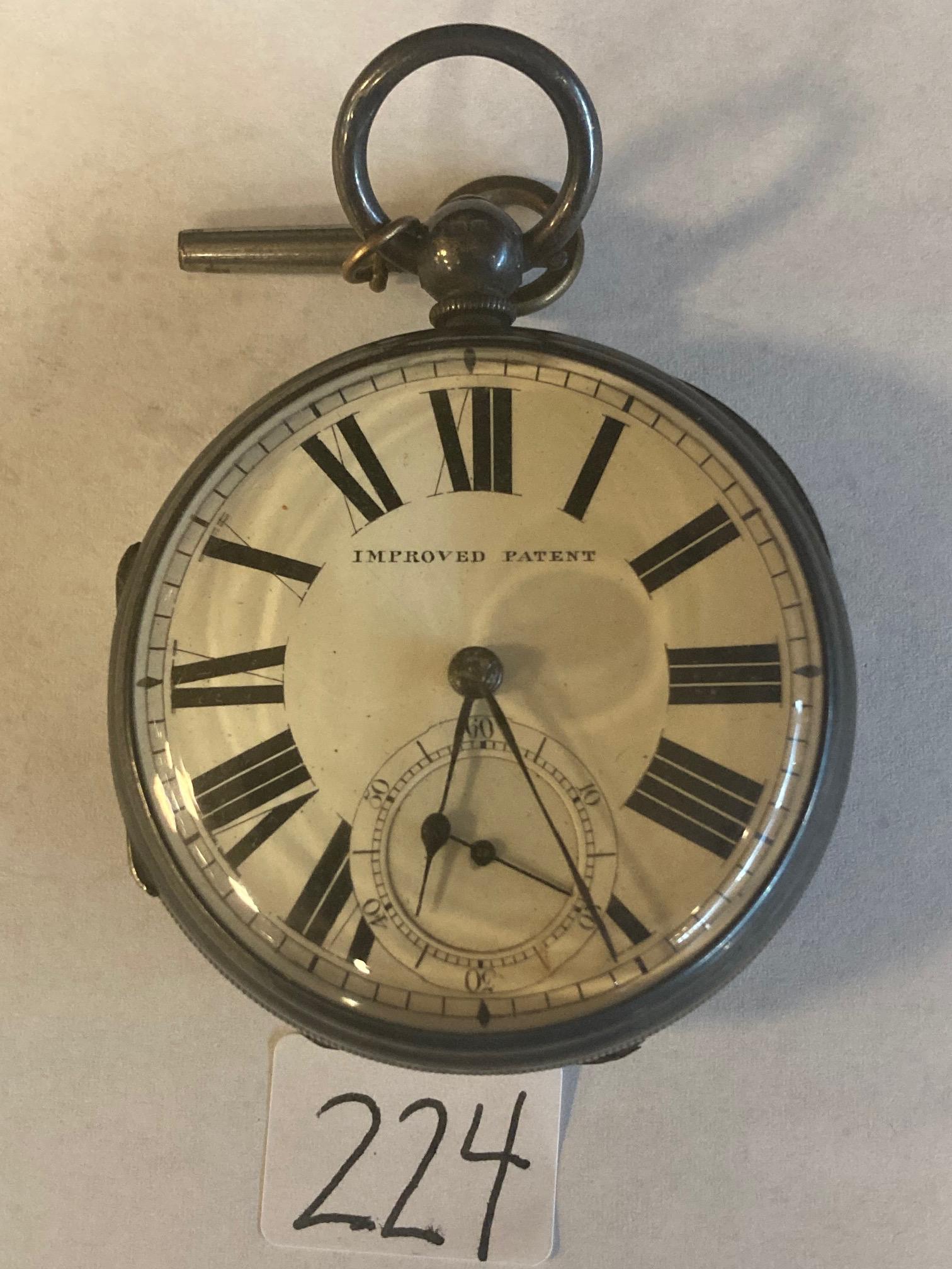 1800s Key Wind Coin Silver Pocket Watch: 1800s key wind improved "Patent" coin silver case (No. 3926) Fusee movement pocket watch with key. Serial No. 3926. Unknown if it works. This watch is directly out of a Syracuse, NY Estate and this is