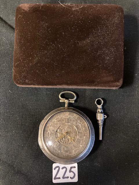 1700s Shearwood Coin Silver Pocket Watch: 1700s Shearwood coin silver pocket watch in two parts with a Verge Fusee movement. Signed Sampson No. 16352, London. This estate, museum quality pocket watch is the best pocket watch we have ever sold
